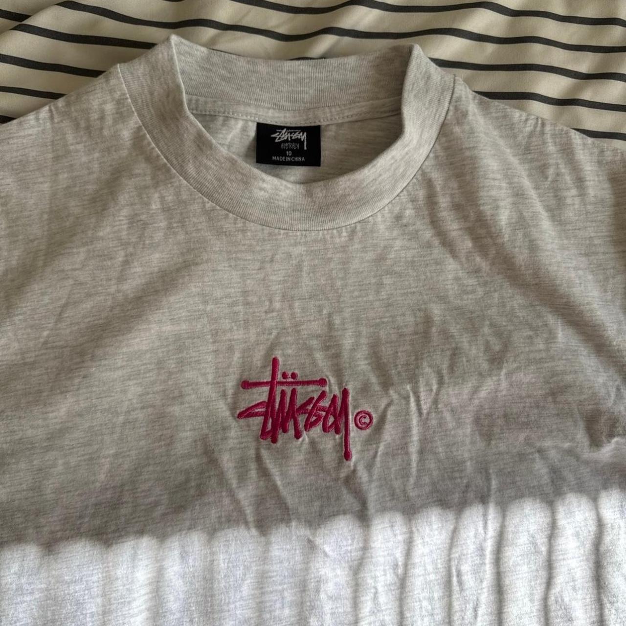 トップス Stussy crop tshirt Stussy Womens Crop T Shirt Size 8 Grey Short Sleeve Crew