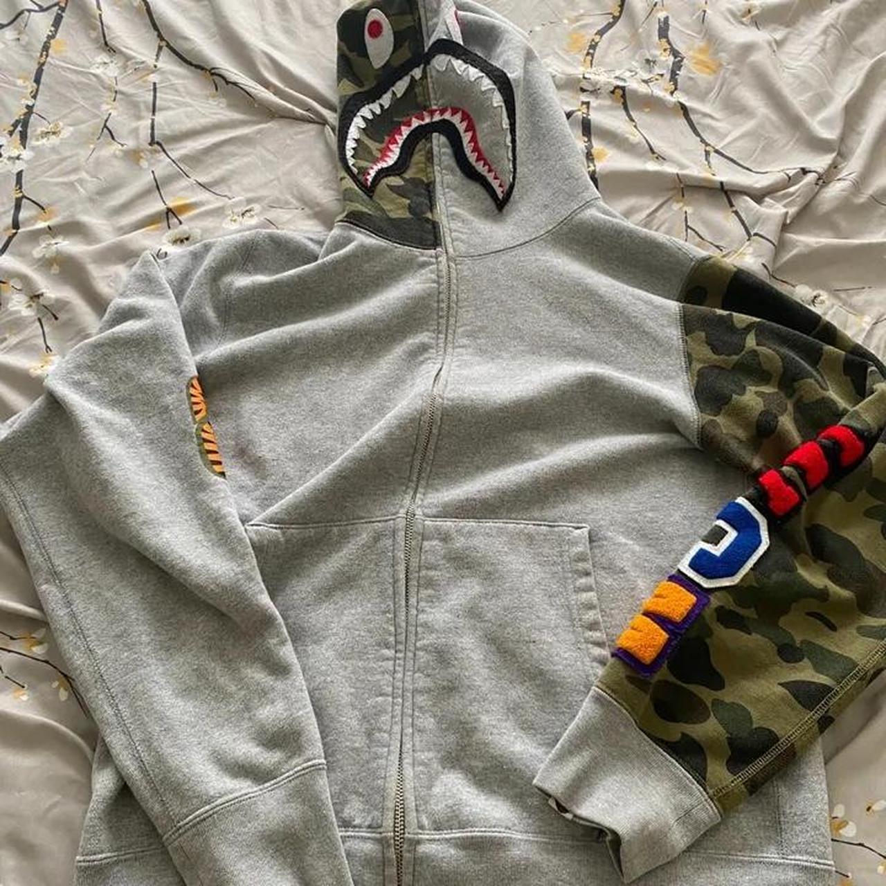 Bape shark discount hoodie half camo