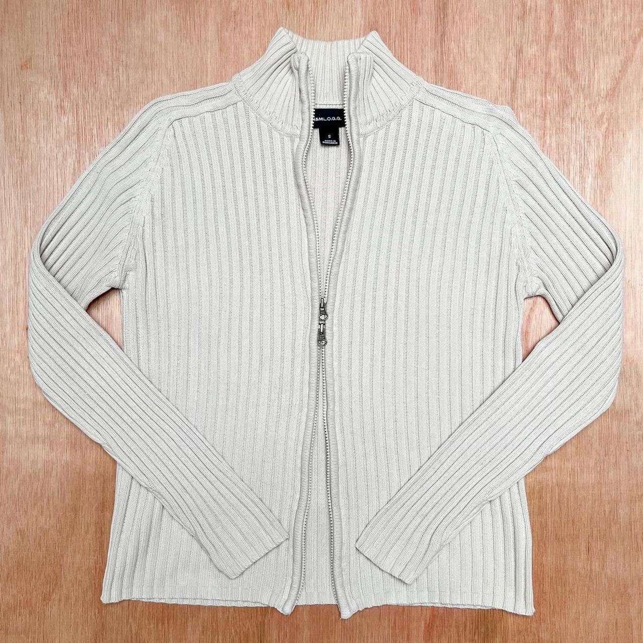 Y2K vintage cream chunky knit ribbed cardigan