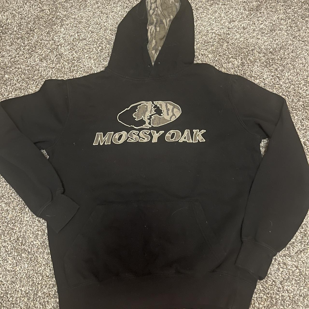 Black Mossy Oak Camo Lettering Hoodie. All Flaws... - Depop