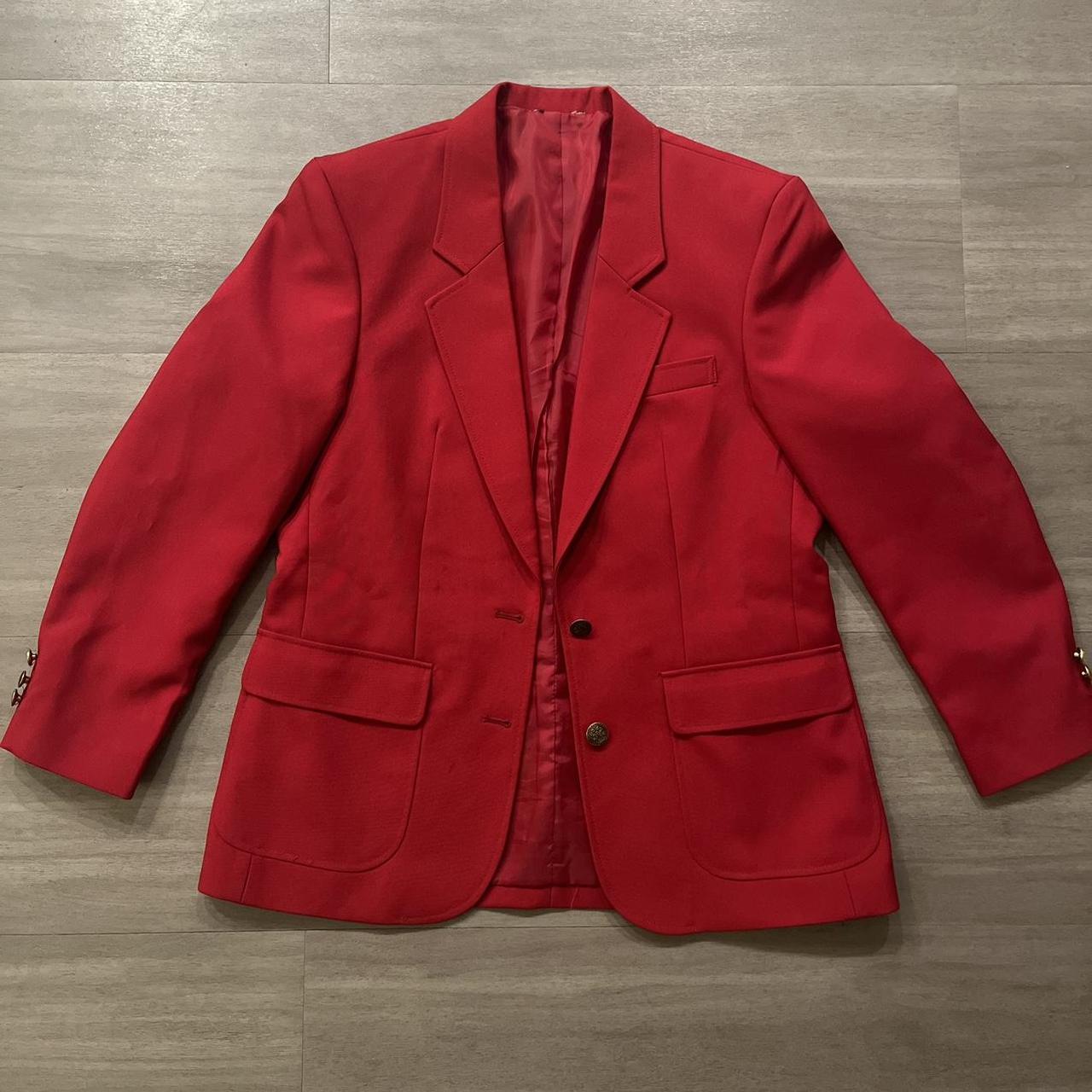 VINTAGE RED BLAZER ️ 90s ️ Small shoulder pads ️... - Depop