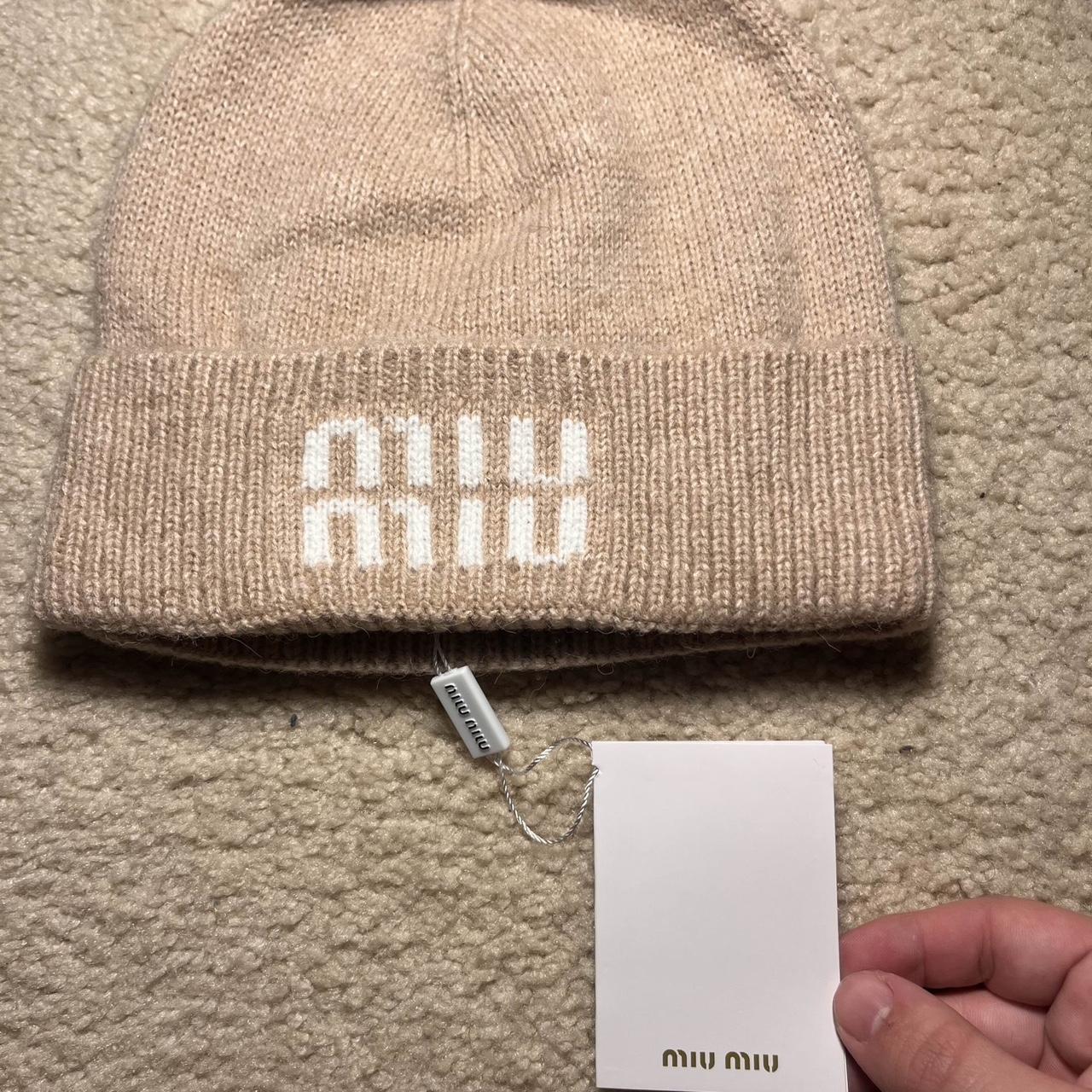 Miu Miu Women's Hat - Cream – Miu Miu Cream Beani… - image 1