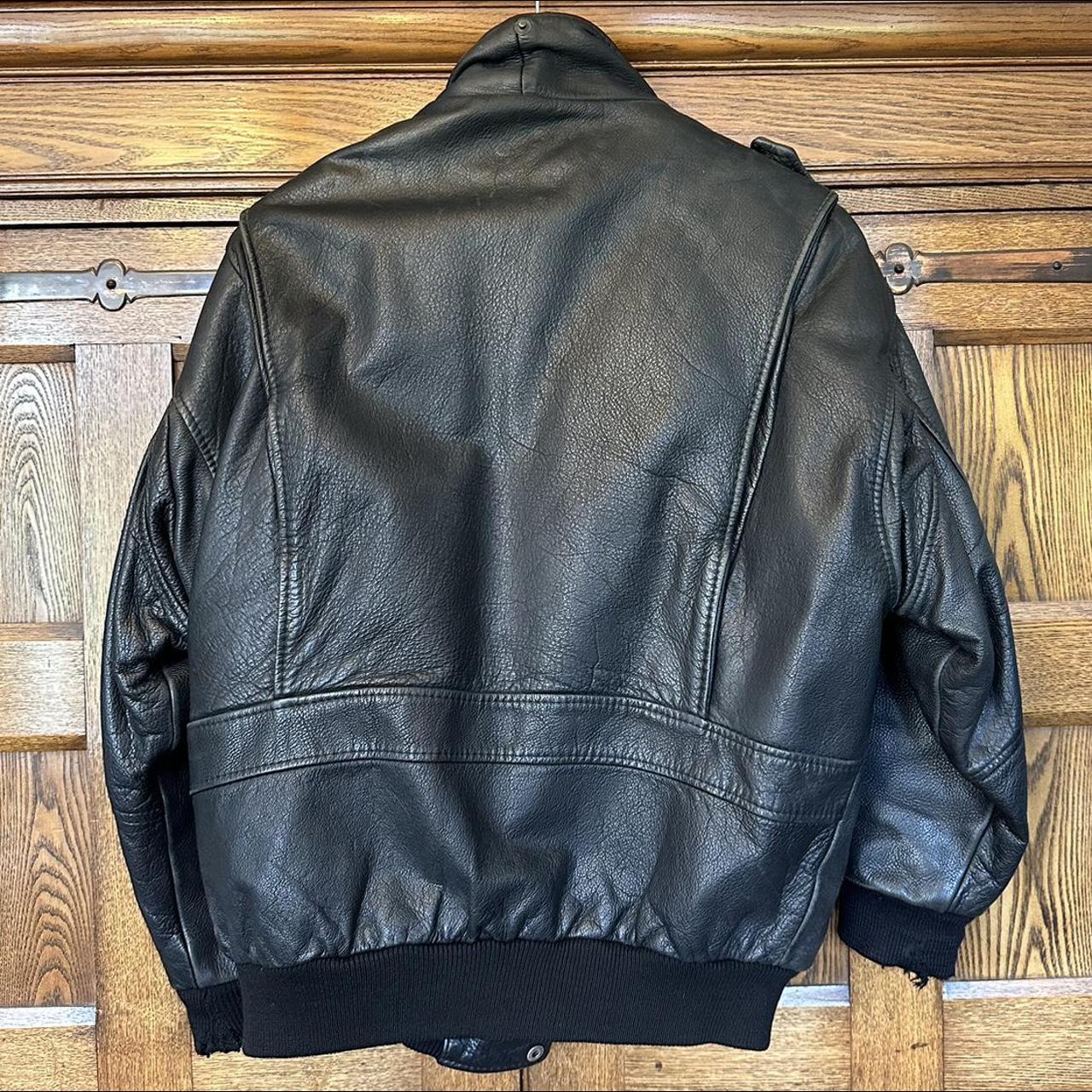 Vintage leather pilot jacket with fleece lining.... - Depop