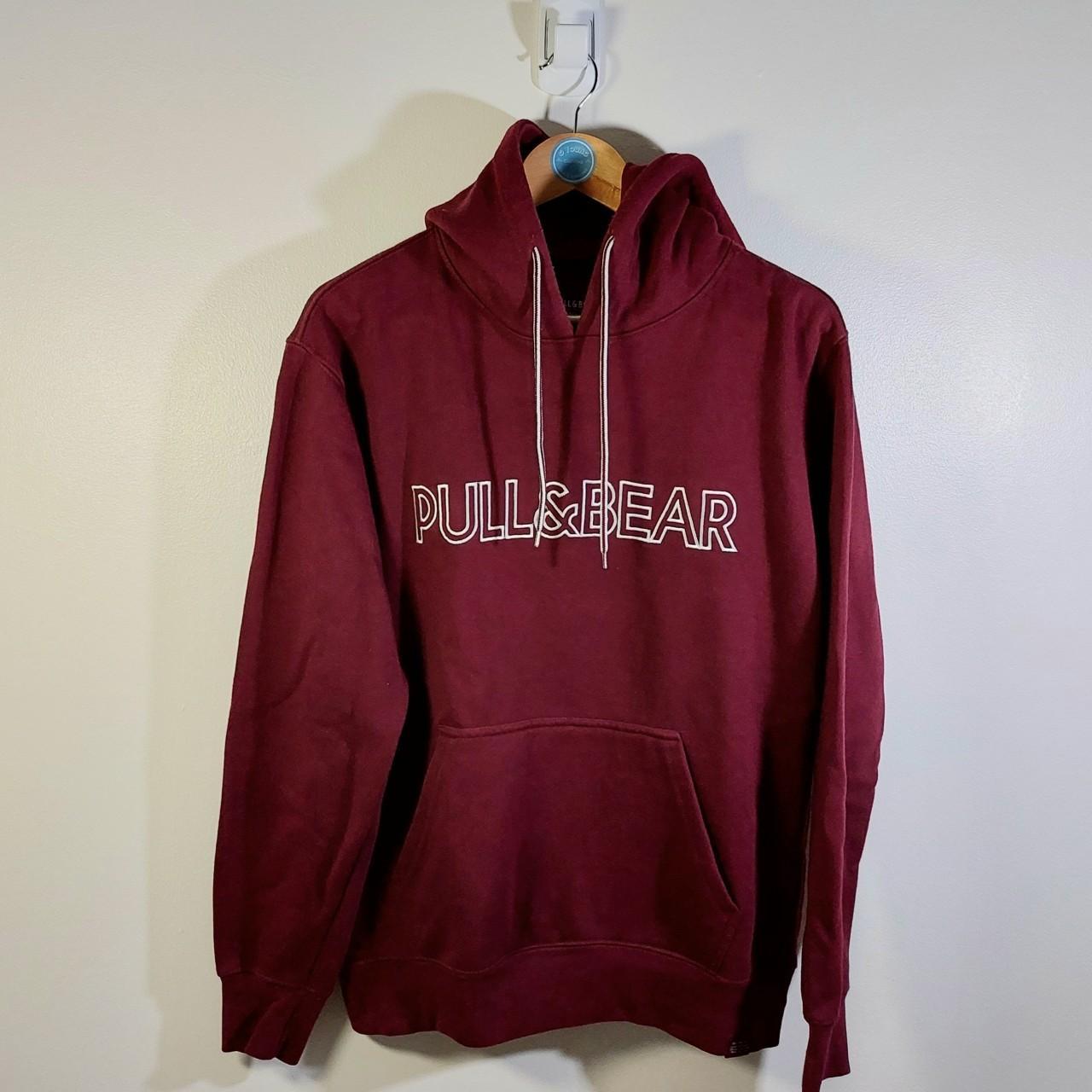 Pull and Bear Embroidery Burgundy Hoodie Mens Size