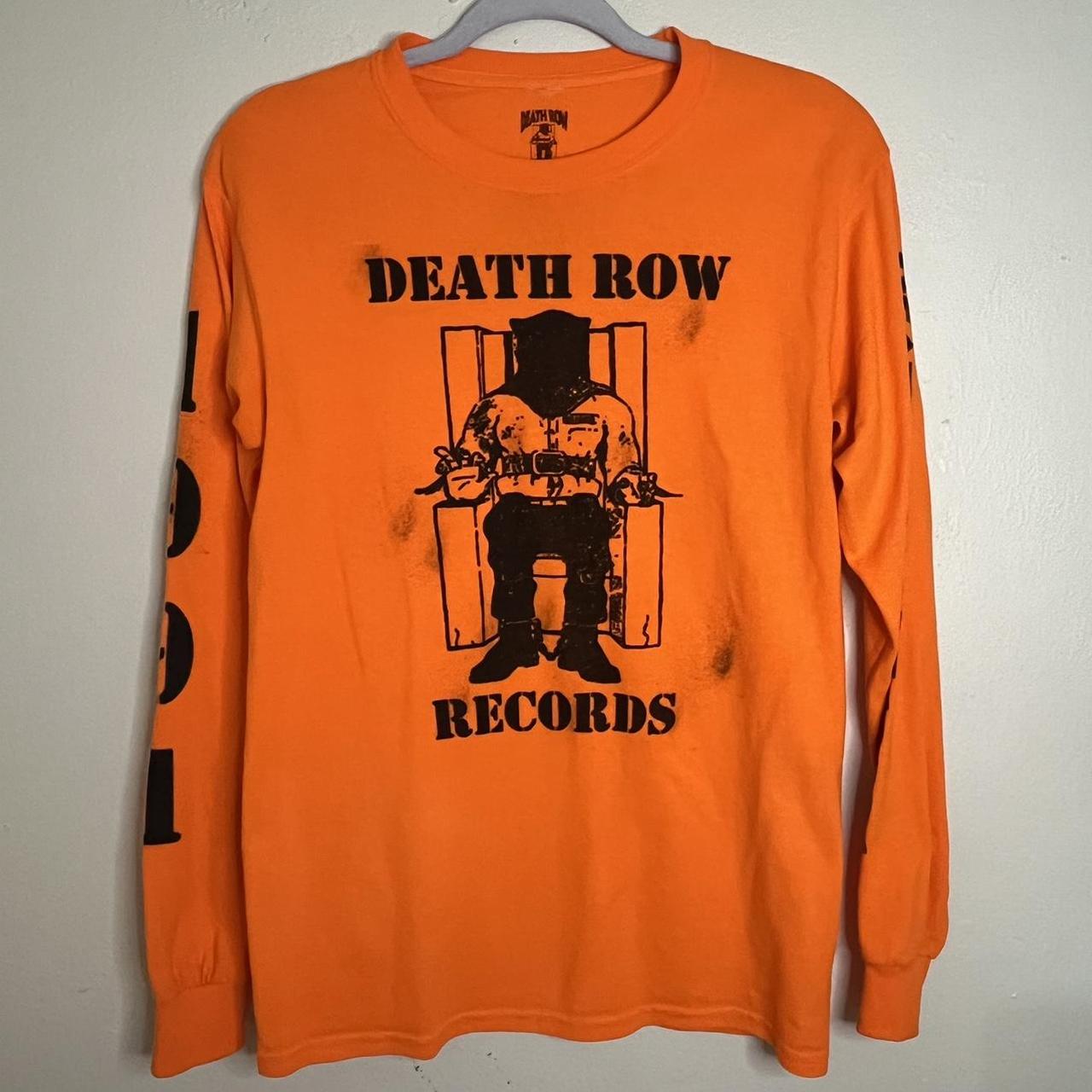 Orange Death Row Records long sleeve t-shirt with | Depop