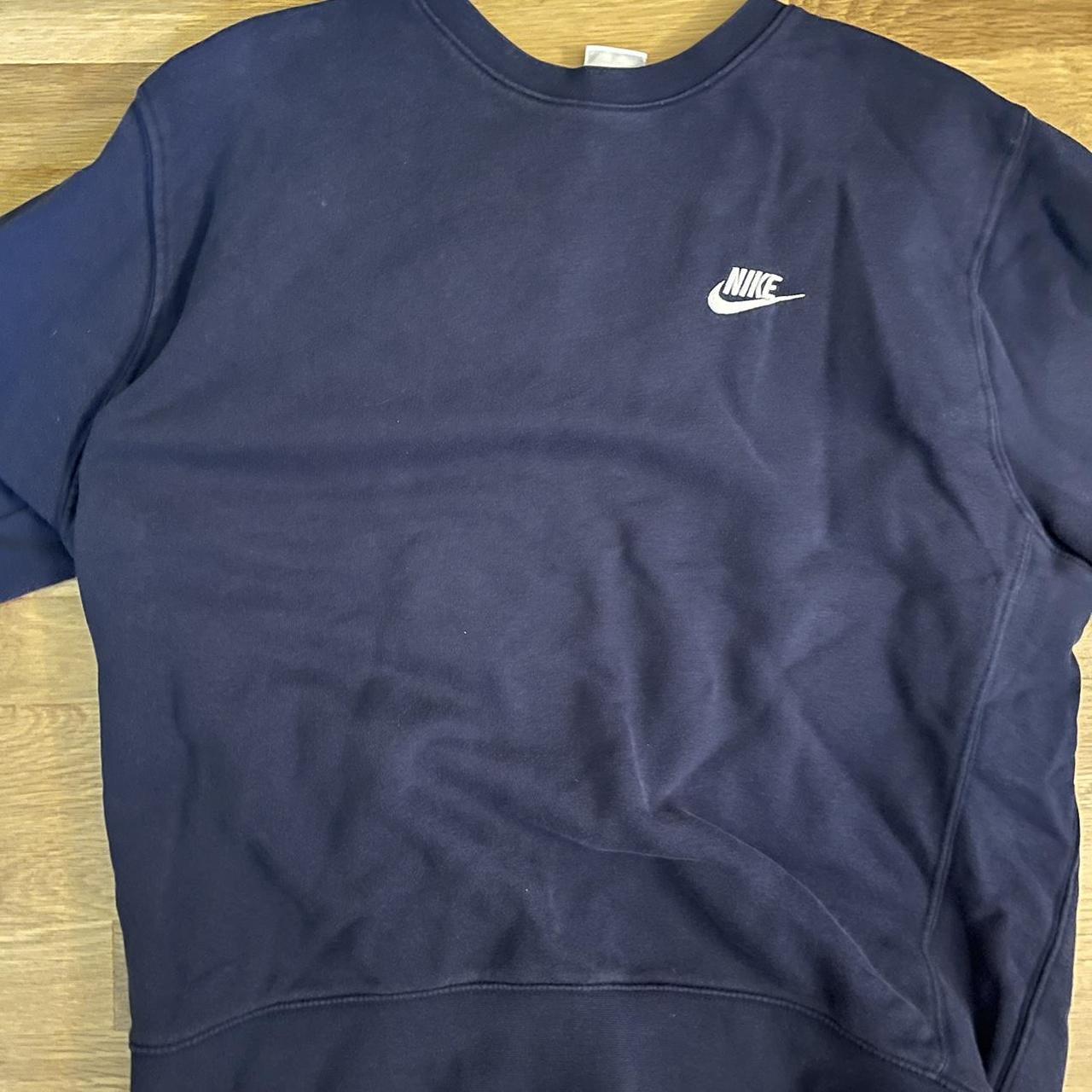 Large men’s navy Nike sweatshirt, light bleach... - Depop