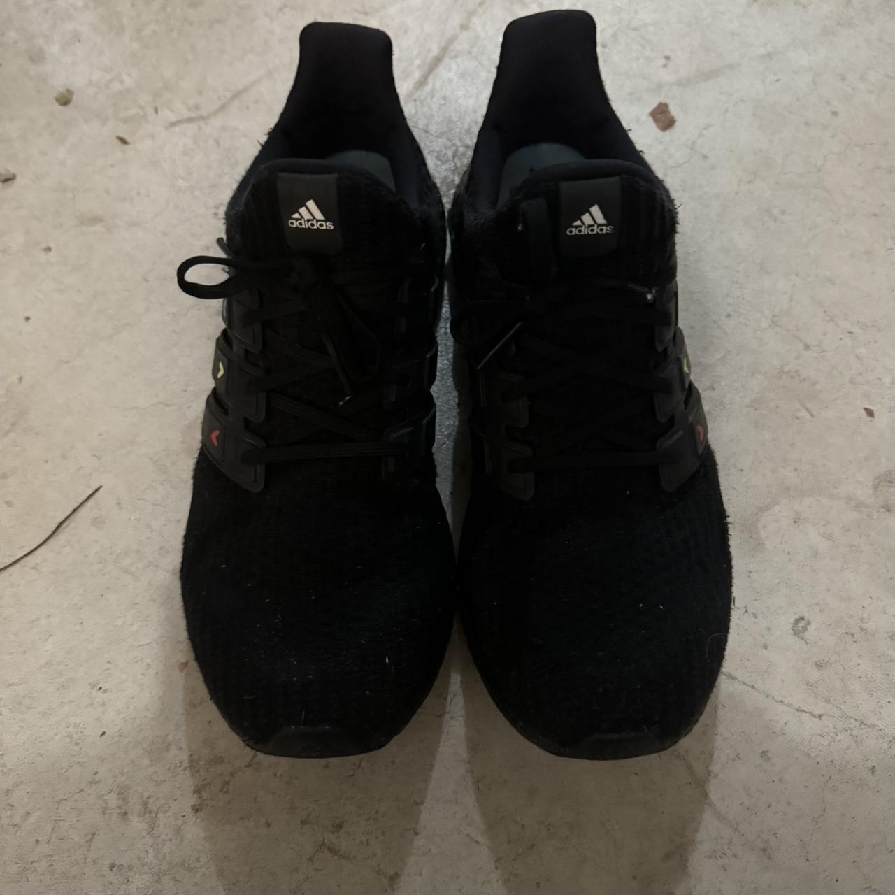 Black adidas ultra boost size 12. Discoloration on... - Depop