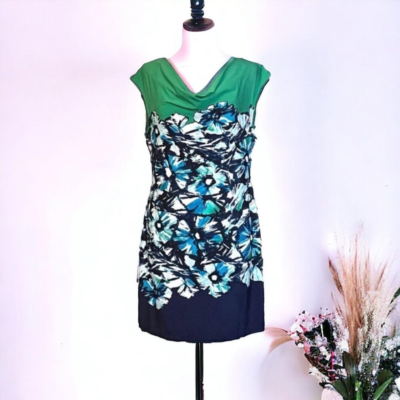 BCBGMAXAZRIA Shift Dress Emerald Green Navy Blue