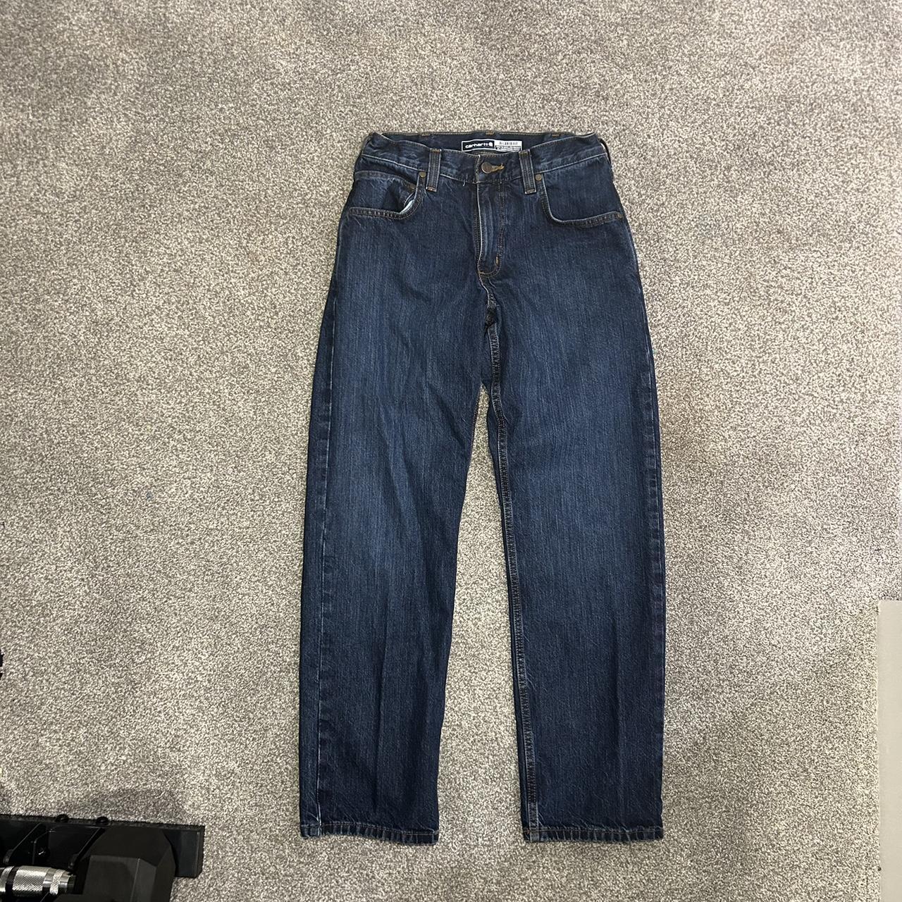 carhartt dark wash jeans 29x30 relaxed fit - Depop