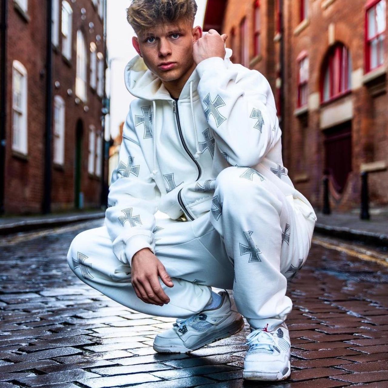Unknown London White Tracksuit with tags open to | Depop