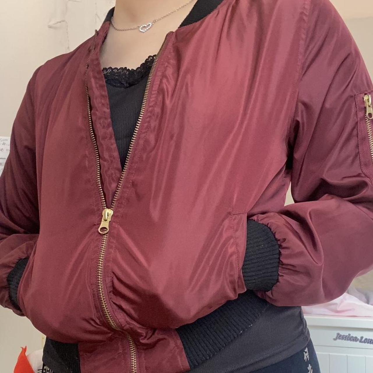 Burgundy/wine color jacket! Parachute-esc material,... - Depop