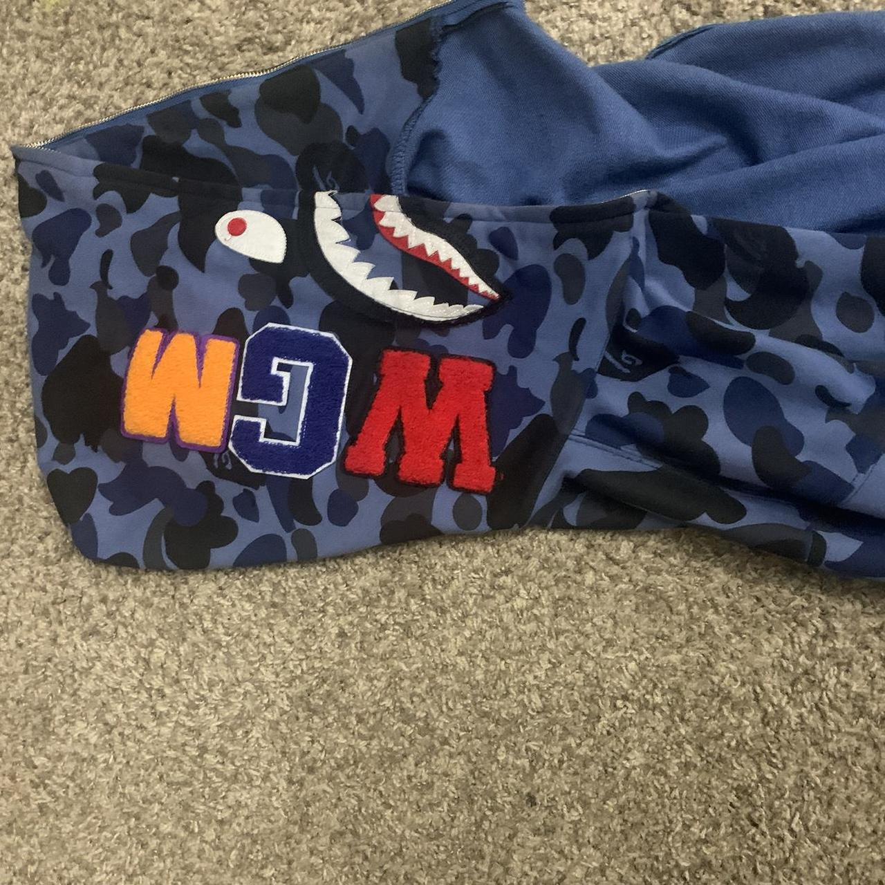 Blue bape hoodie no bag ( size L) says xxl but it’s... - Depop