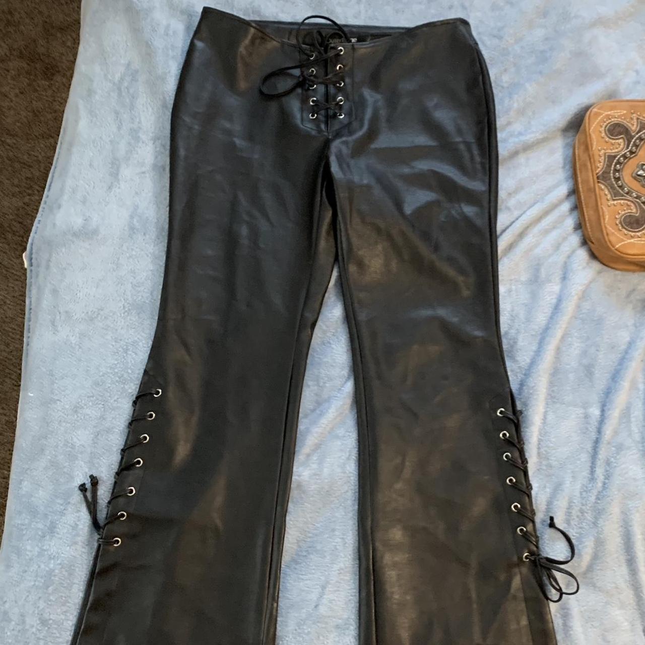 OUTER EDGE- black leather pants size 11 (hardly... - Depop