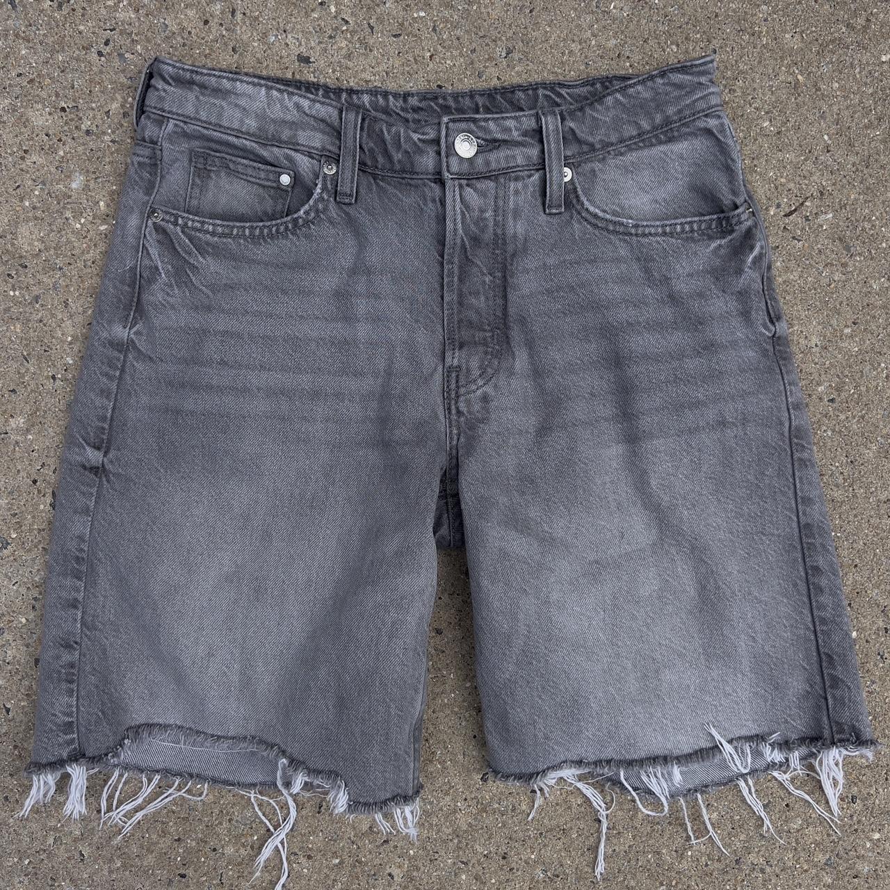 Baggy, Vintage Grey Cut-Off Denim Shorts Depop