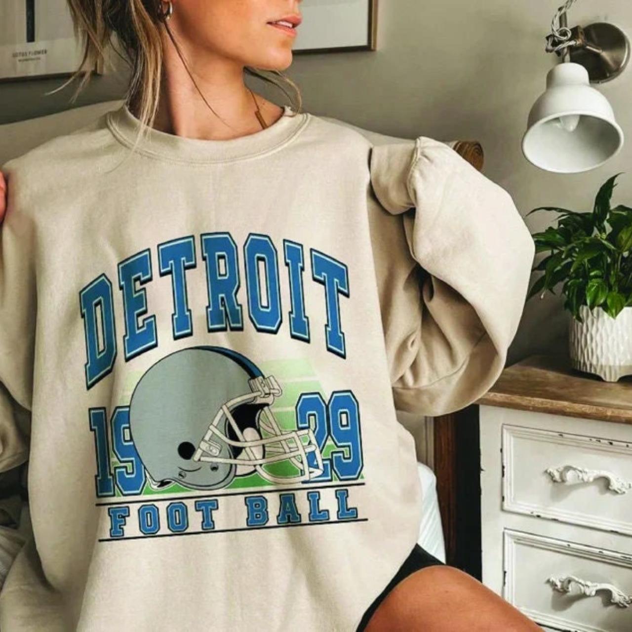 Vintage Detroit Lion Football Crewneck Sweatshirt,... - Depop