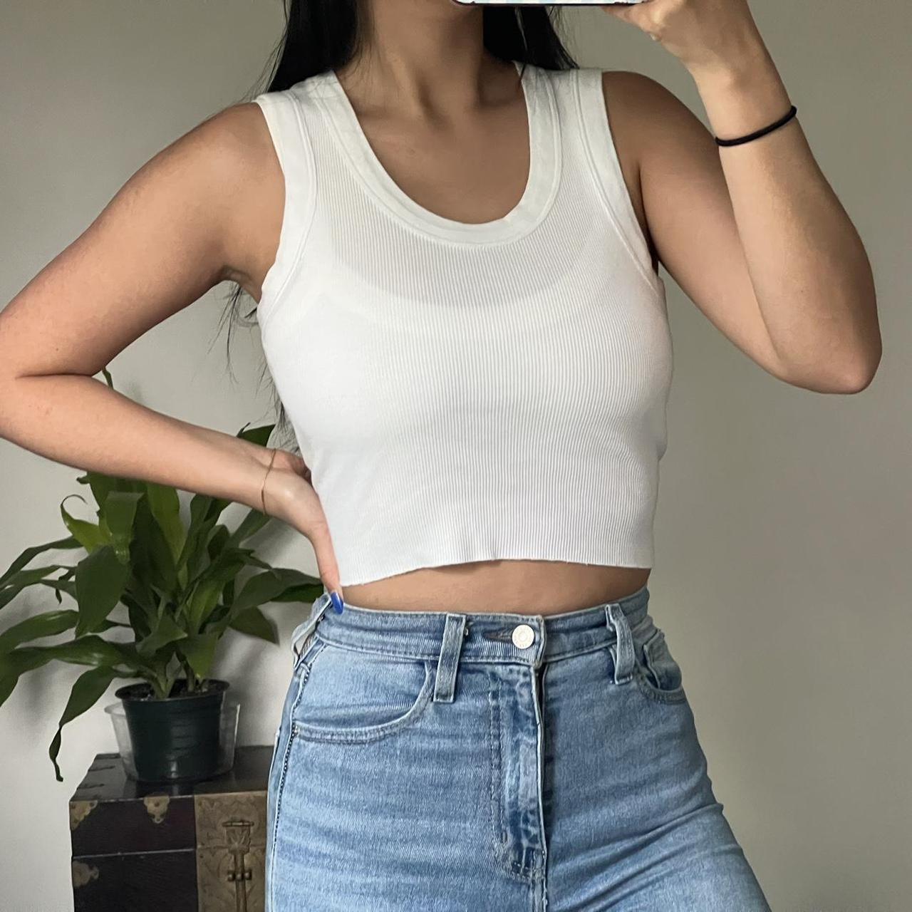 Brandy Melville White Cropped Tank The cutest - Depop