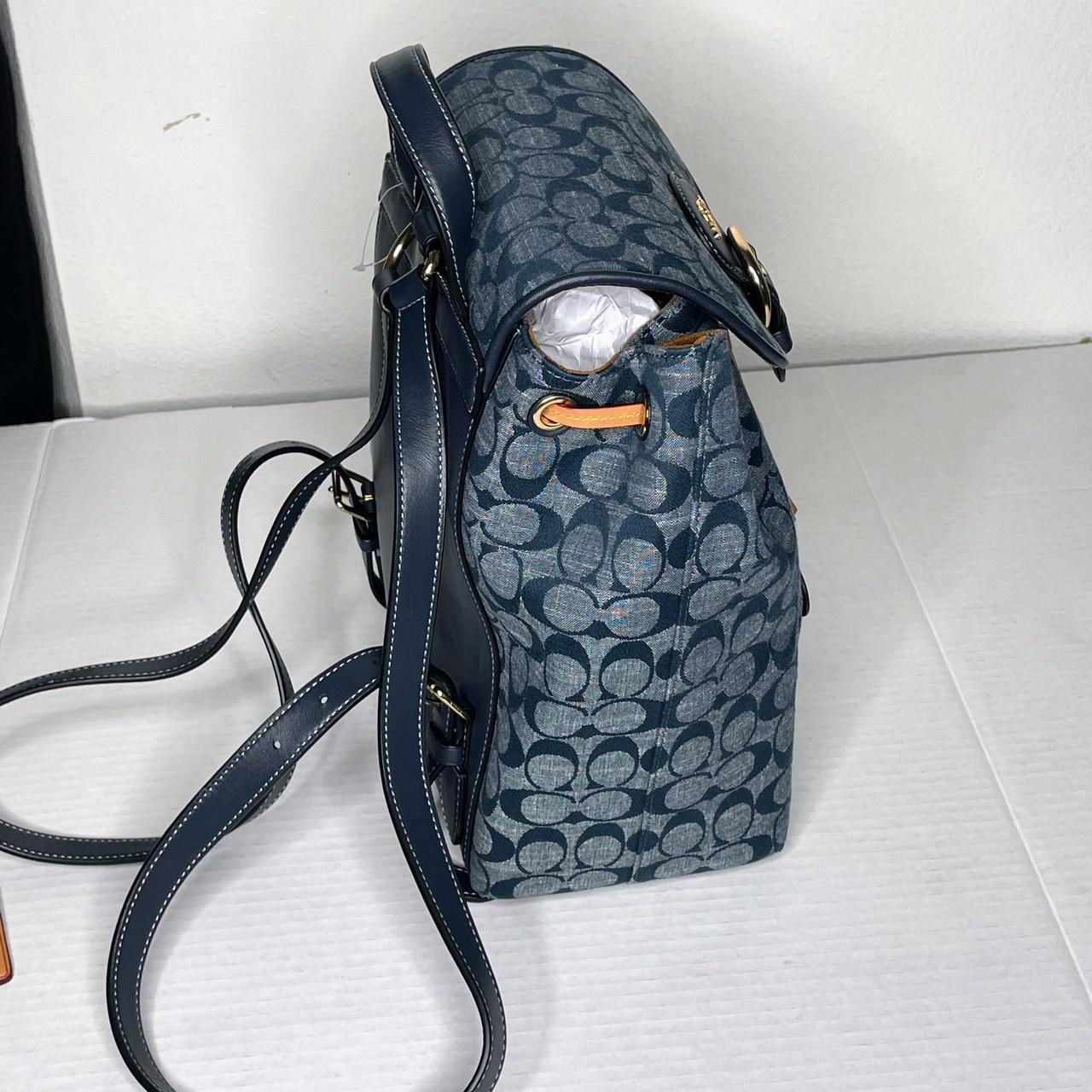 Coach Kleo Denim Signature Backpack Purse Retail!... Depop