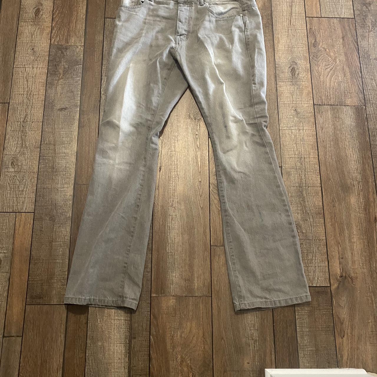 boohooman slim regid flare jeans worn once size... - Depop