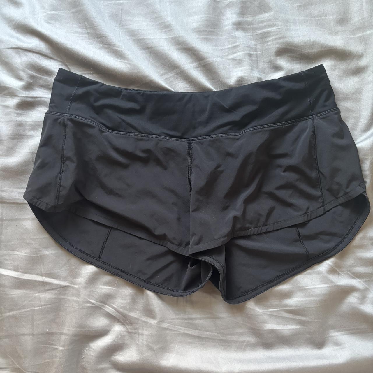 black lulu lemon 2.5 inch inseam shorts size 6 worn... - Depop