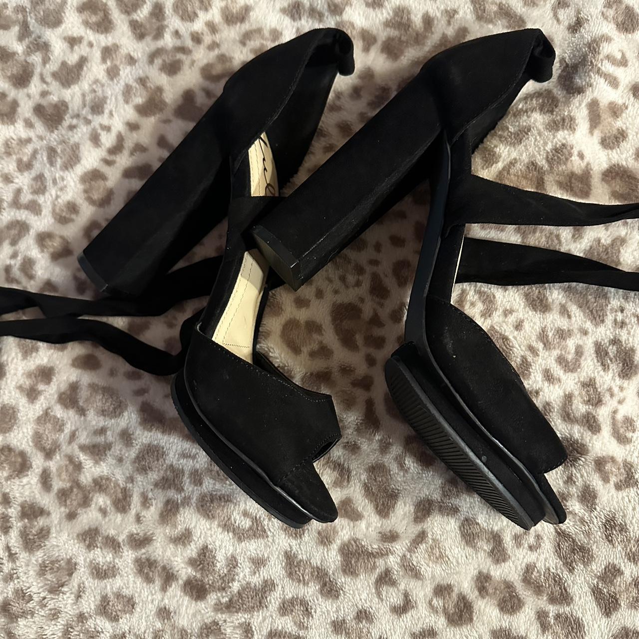 hella cute 3 and a half inch BLACK HEELS!! only worn... - Depop