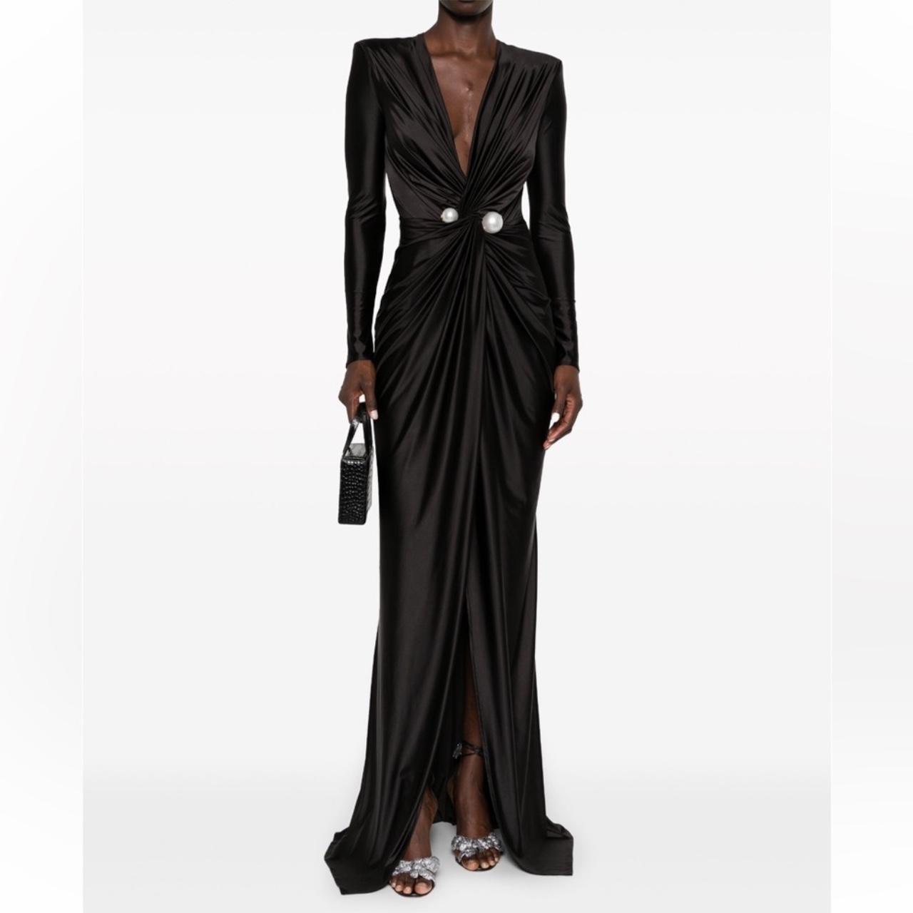 ワンピース ELISABETTA FRANCHI Woman Dress Pearl AB616 155 Elisabetta Franchi Pearl Maxi Dress Cut to a | Depop