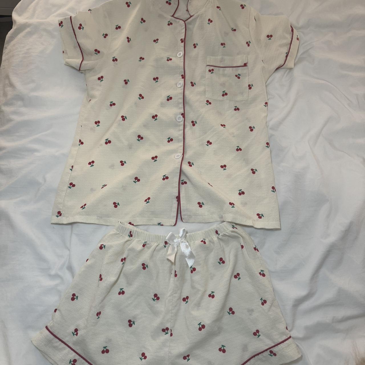 Cherry Print Pajama Set Sweet And Cute Lapel Buttons Depop