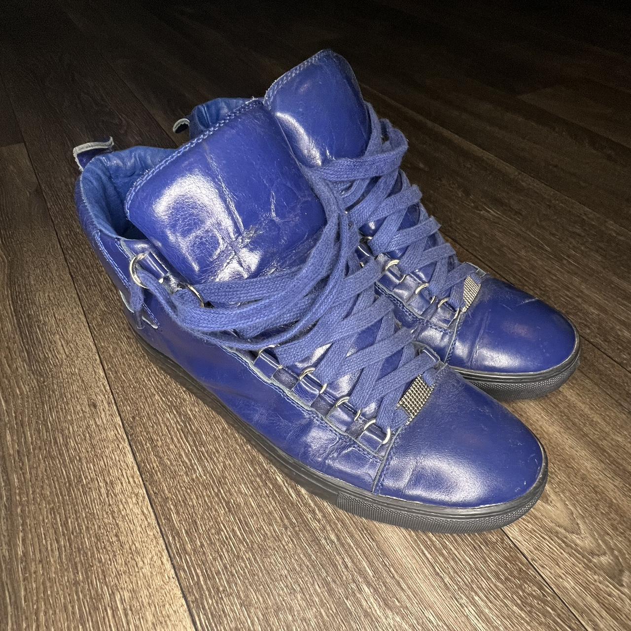 blue balenciaga staple size 10 negotiable fair... - Depop