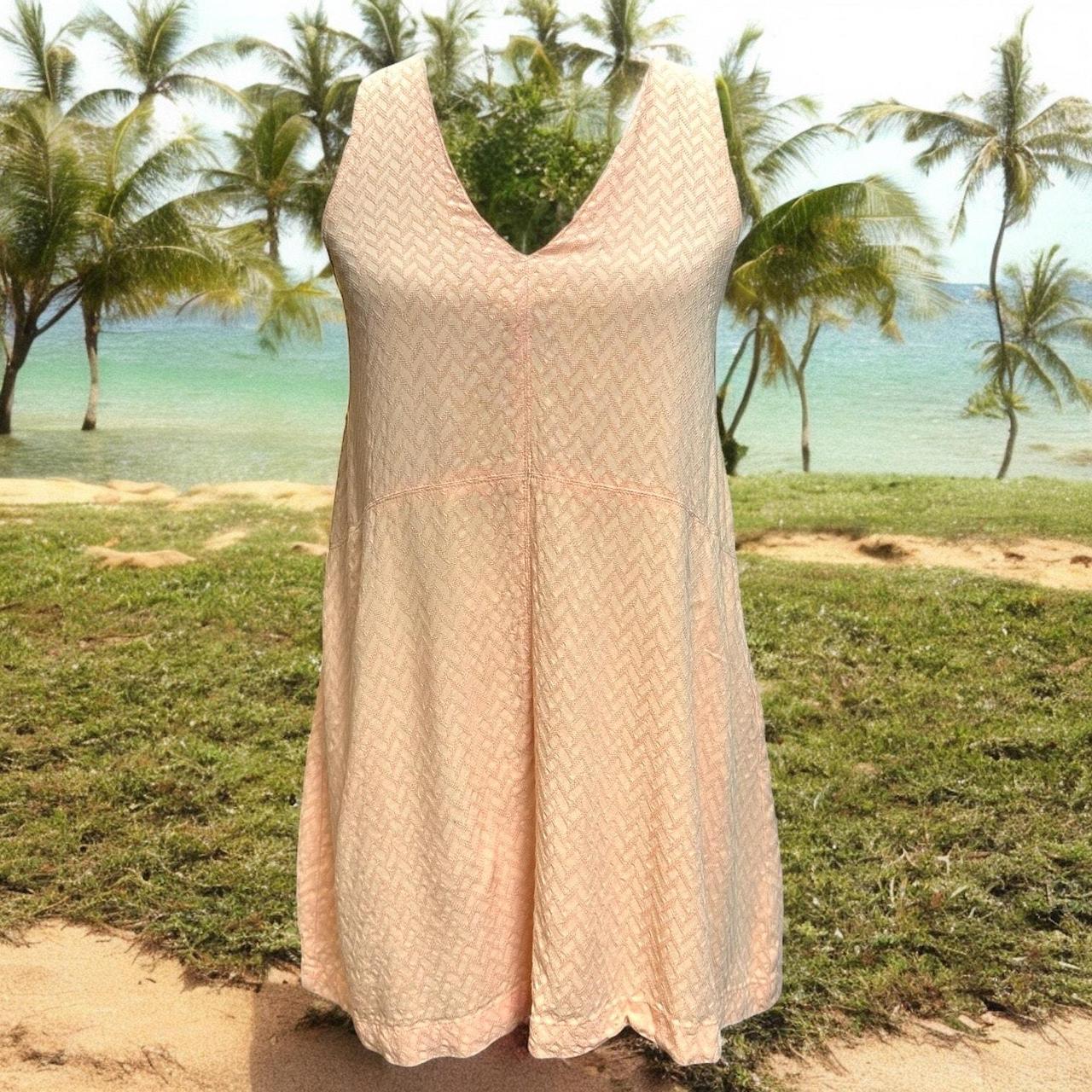 Olivaceous Trapeze Style Sweet Peach Mini Sundress... - Depop