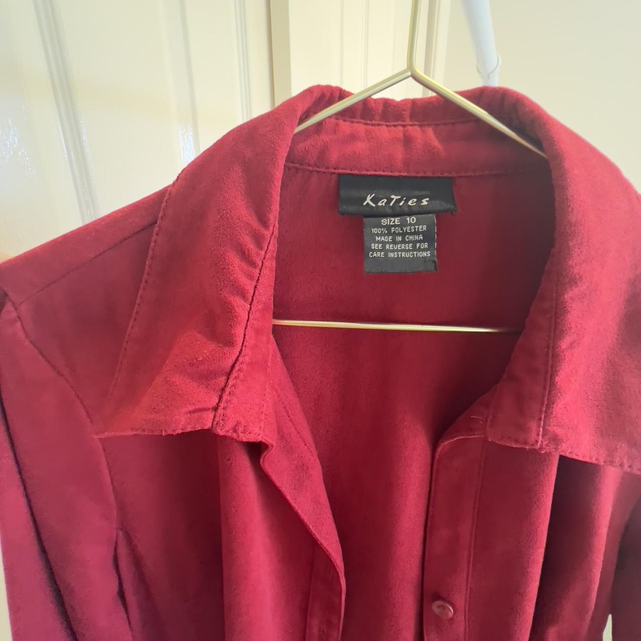 vintage katies red 3/4 sleeve blouse best fits sizes... - Depop