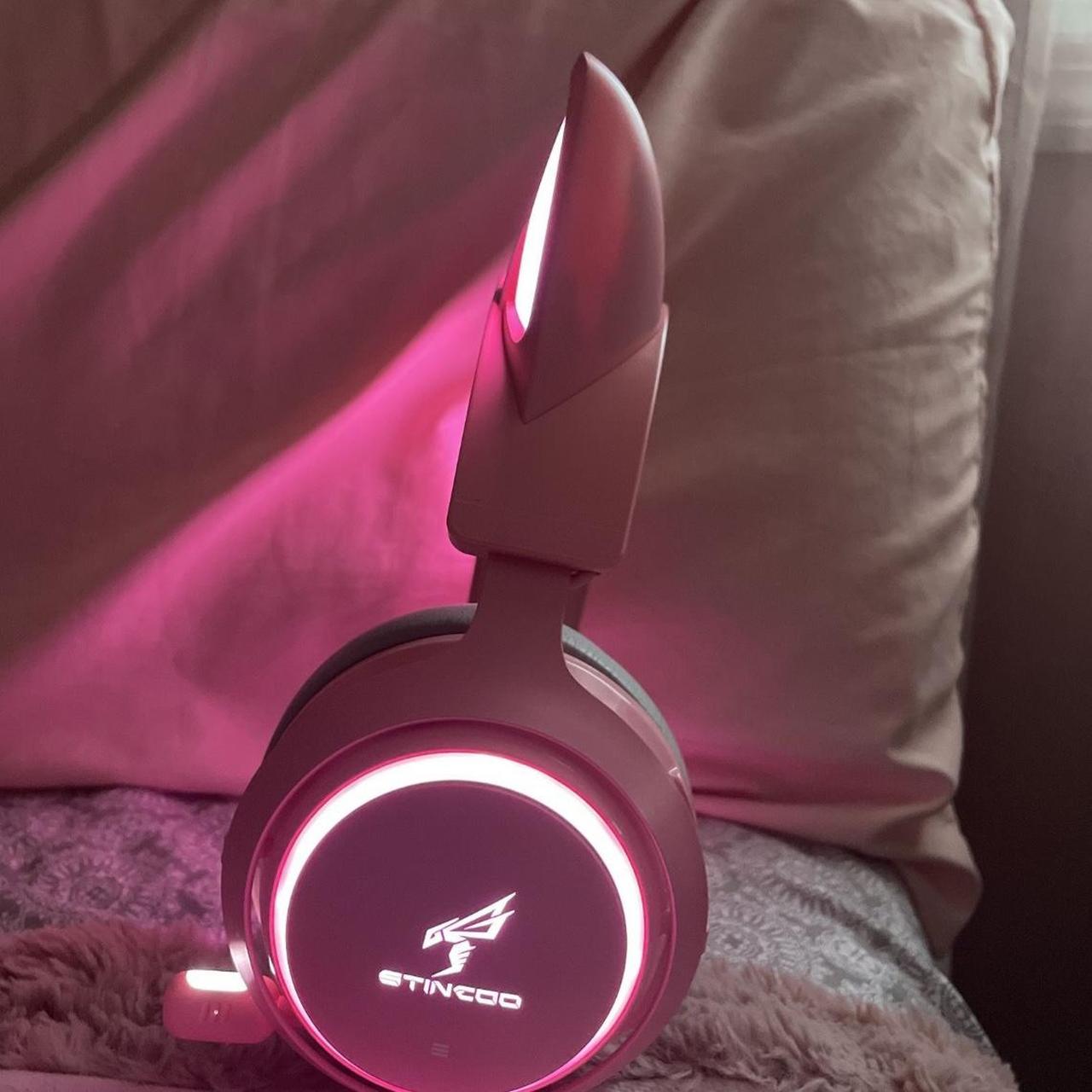 Somic Gs510 Pink Cat Ear Gaming Headset - Depop