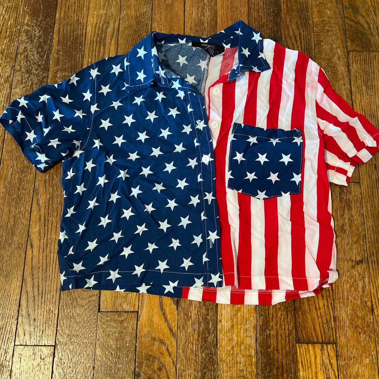 American flag button up shirt