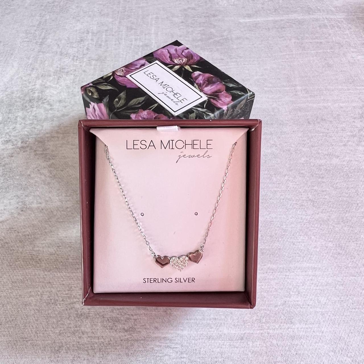 Lesa Michele Trio Heart Necklace in Sterling Depop