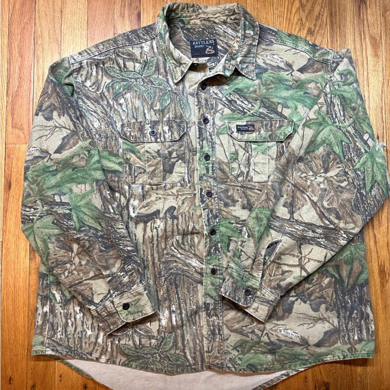 Vintage 90s Rattlers Brand Camo Button up Shirt Size Large 