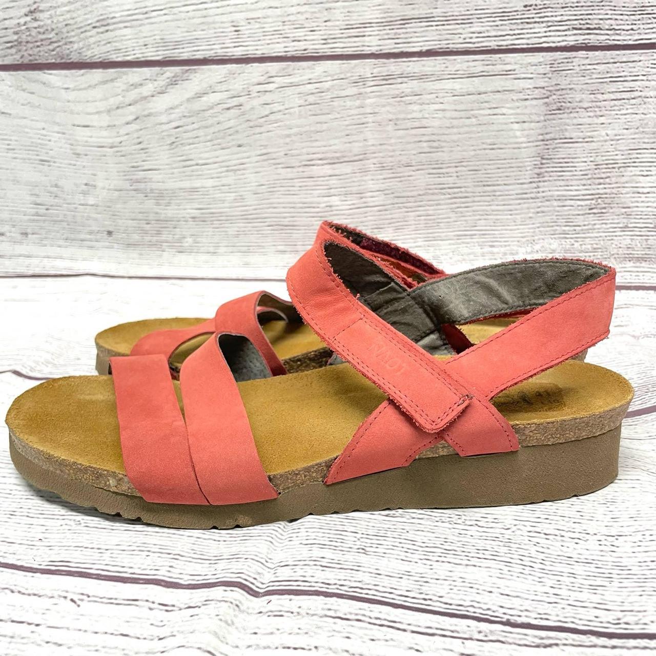 NAOT Kayla Red Brick Nubuck Leather Wedge Sandals Depop