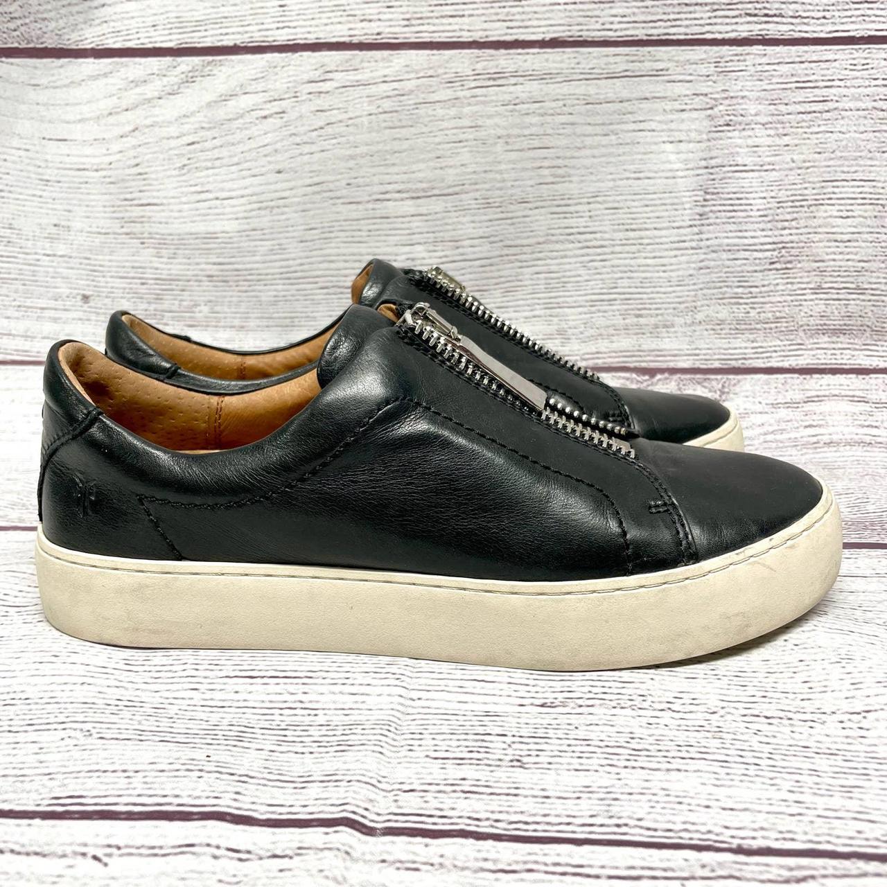 Frye Black Lena Zip Low Sneaker Shoes Size 7 M Depop