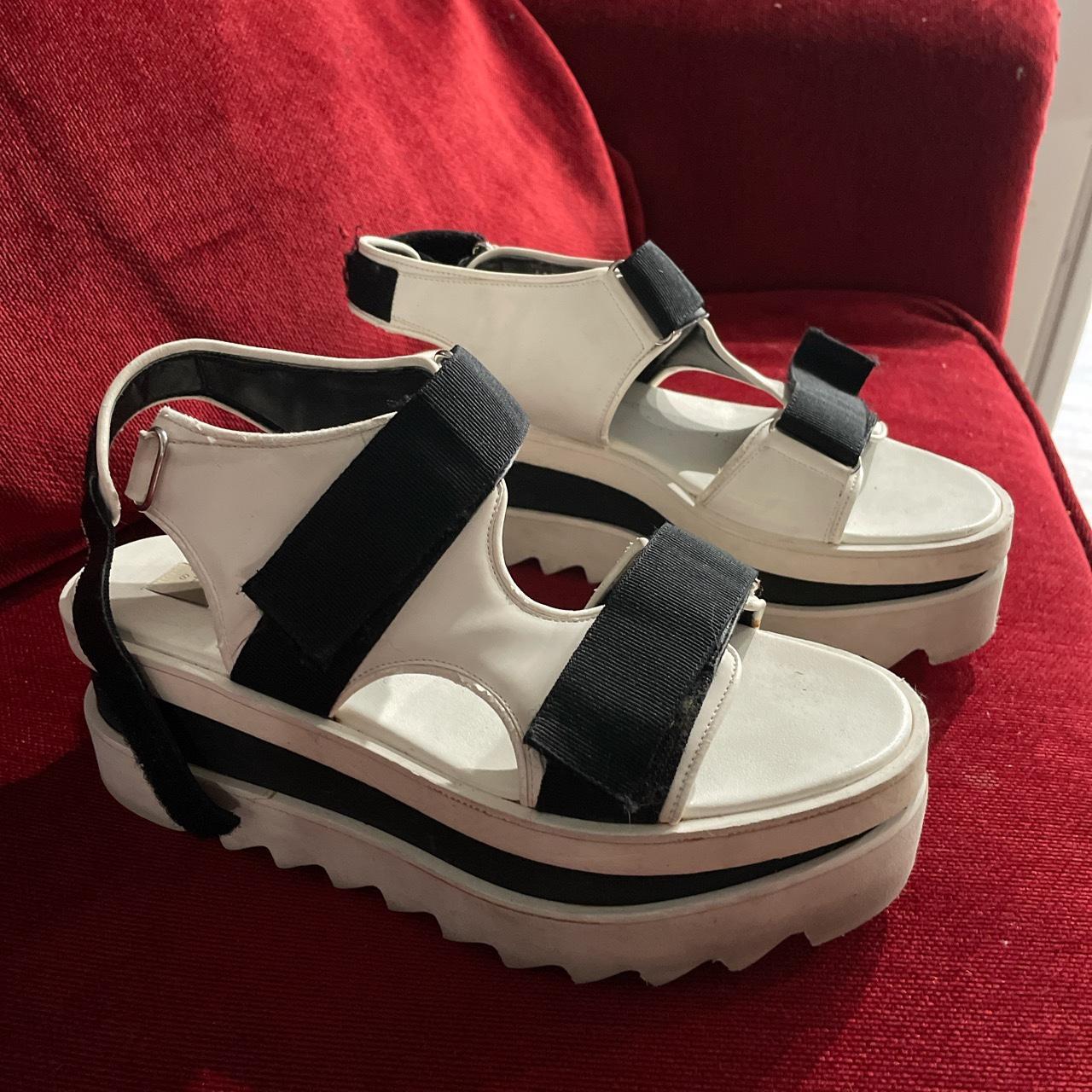 white chunky velcro sandals