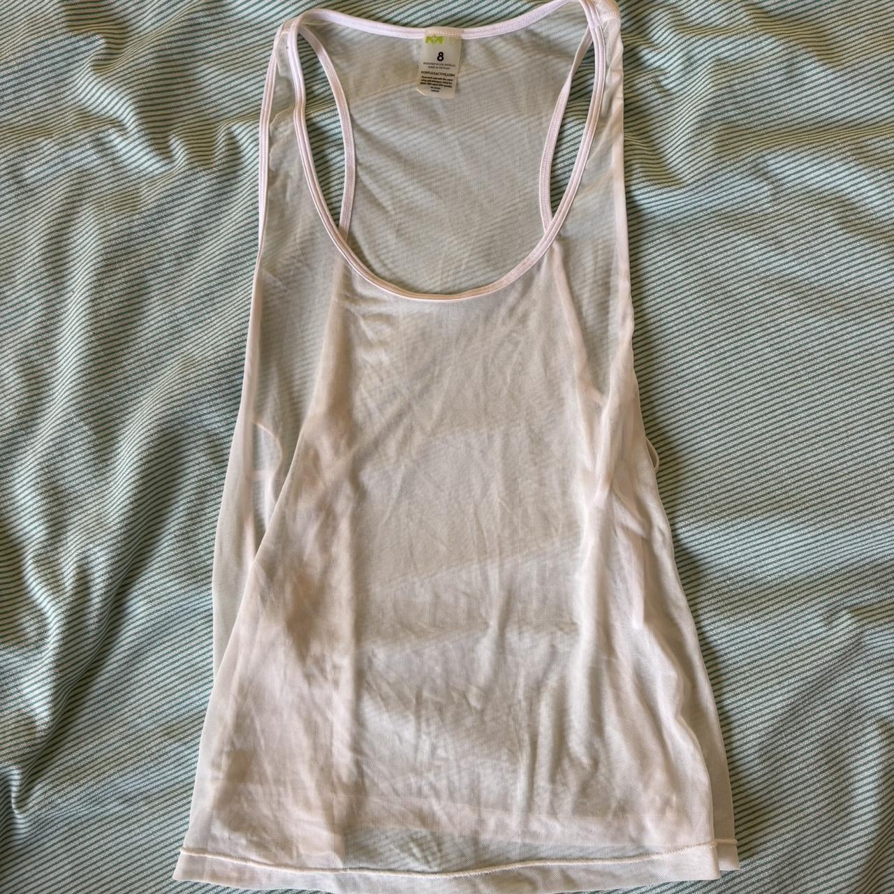 Pop flex white mesh tank top with cute peek-a-boo... - Depop