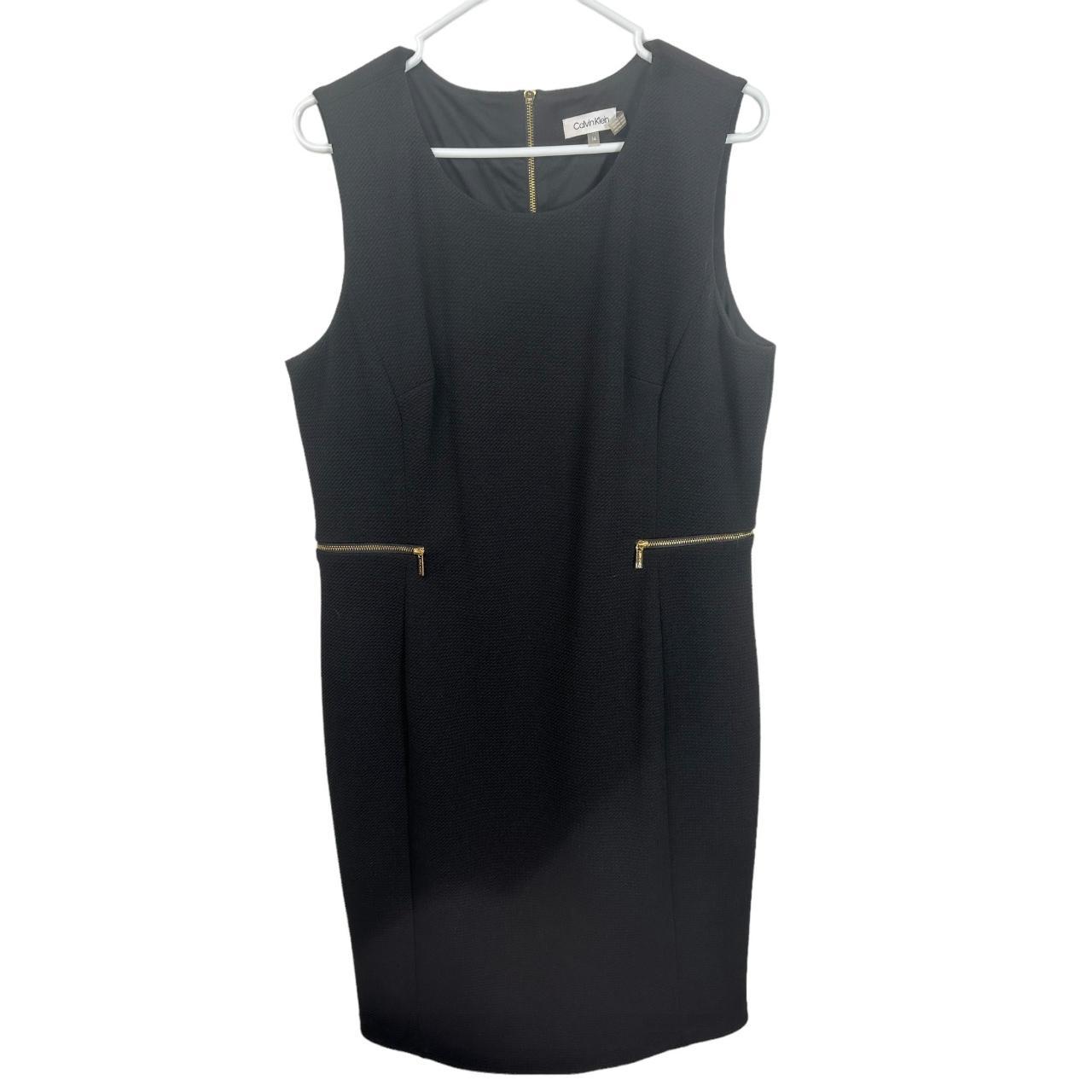 Calvin klein black dress with gold zipper hotsell