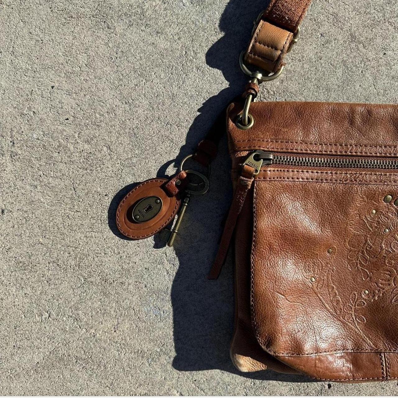 Online FOSSIL VTG 1954 ANTIQUATED LTHR BLK BROWN CROSSBODY Bag BOHO