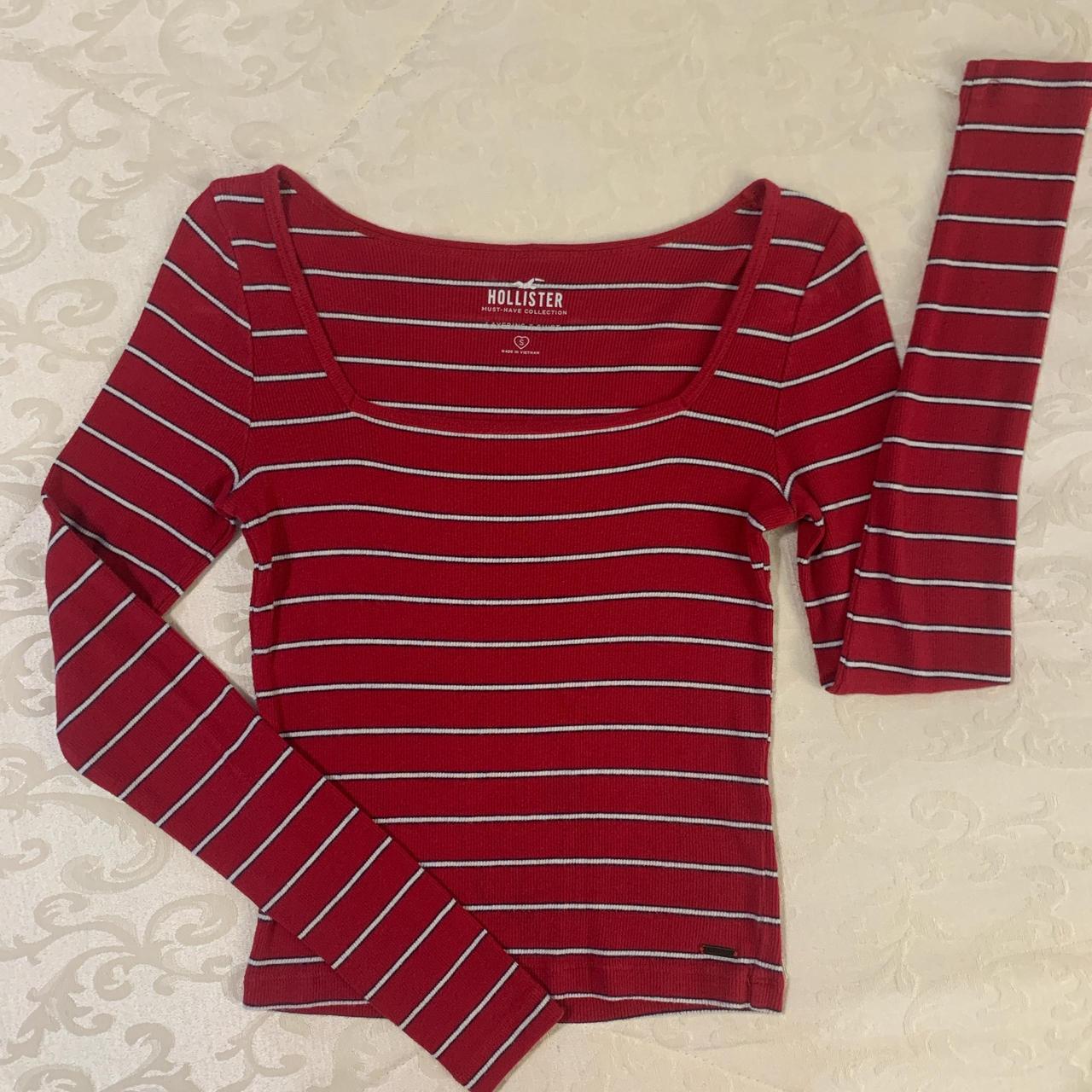 Square Neck Hollister Red Long Sleeve Square Neck Hollister Red