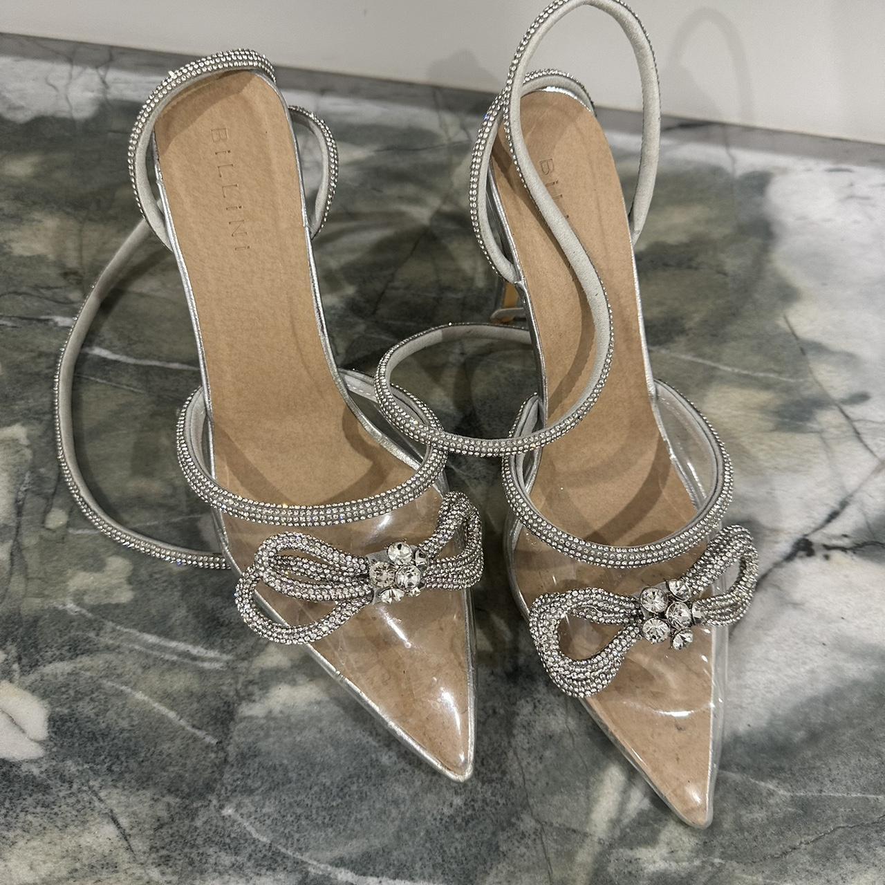 Billini heels Clear Tie up Crystal... - Depop