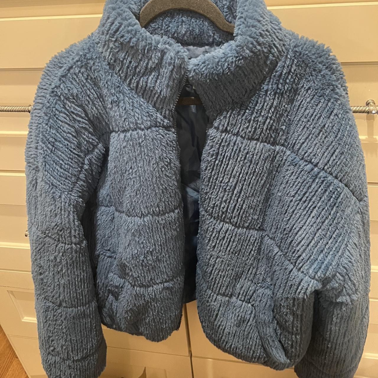 Wild fable blue fuzzy puffer jacket - Depop