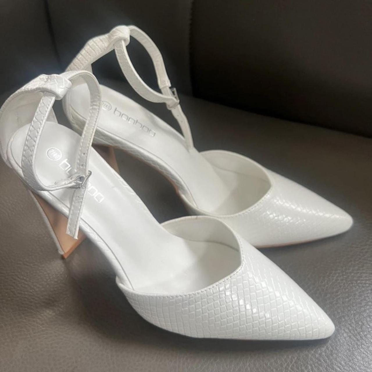 Boohoo White Pointed Toe High Heels Sandals Size... Depop