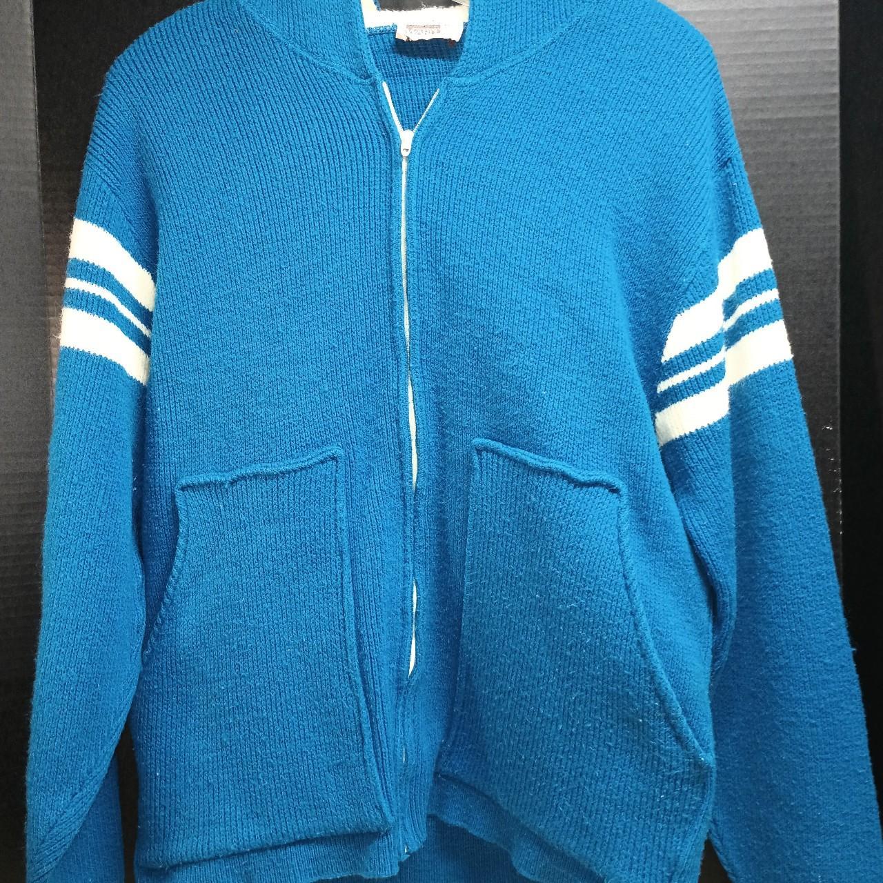 Vintage Montgomery Ward Zip Up Hoodie, blue size... - Depop