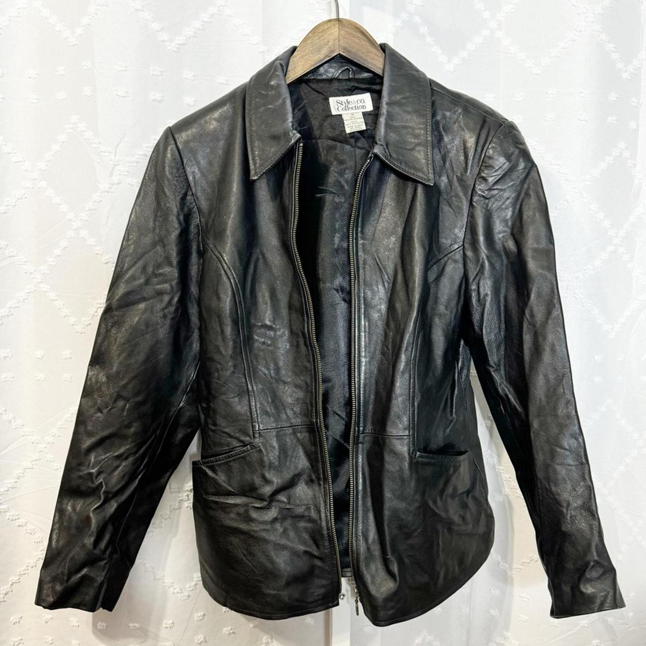 Style & Co Women's Leather Jacket - Black - M – 277. STYLE & Co. Collection women's black …