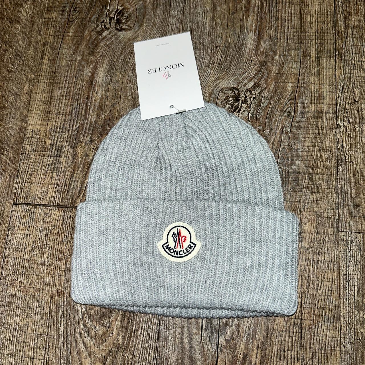 Light Grey monclear beanie one size fits all throw... - Depop