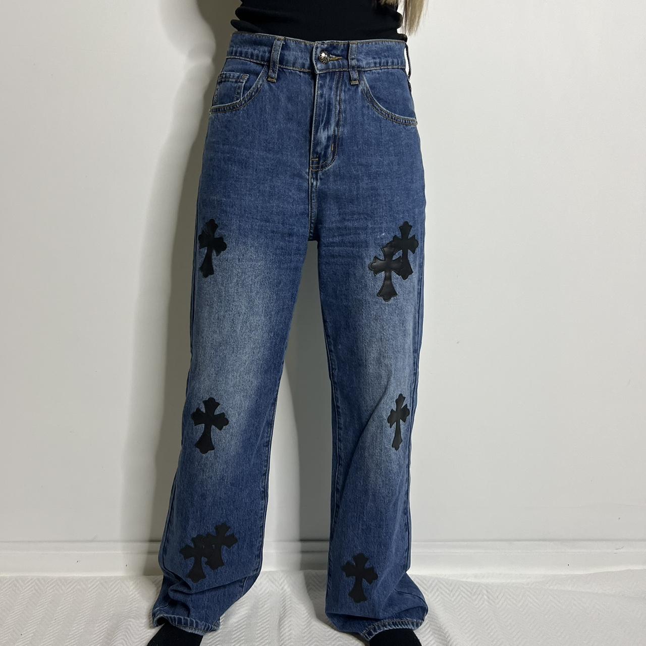 CH chrome hearts indigo denim jeans mildly used but... - Depop