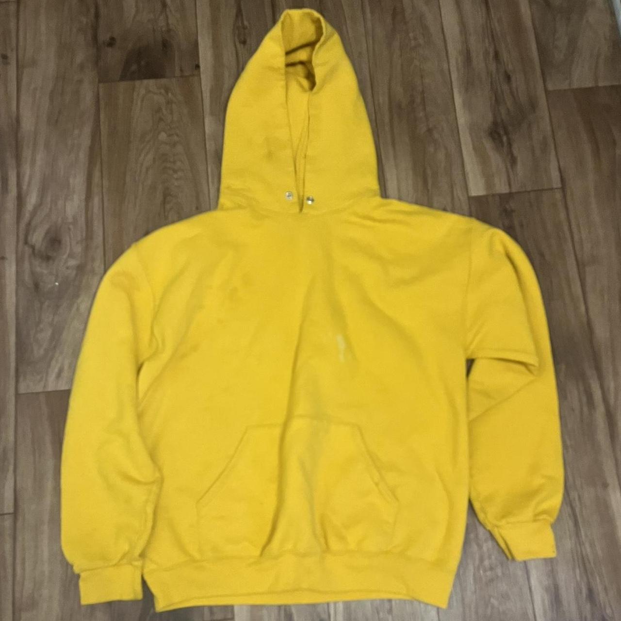 Yellow Blank Hoodie Bleach Stain On Stomach Area No... Depop