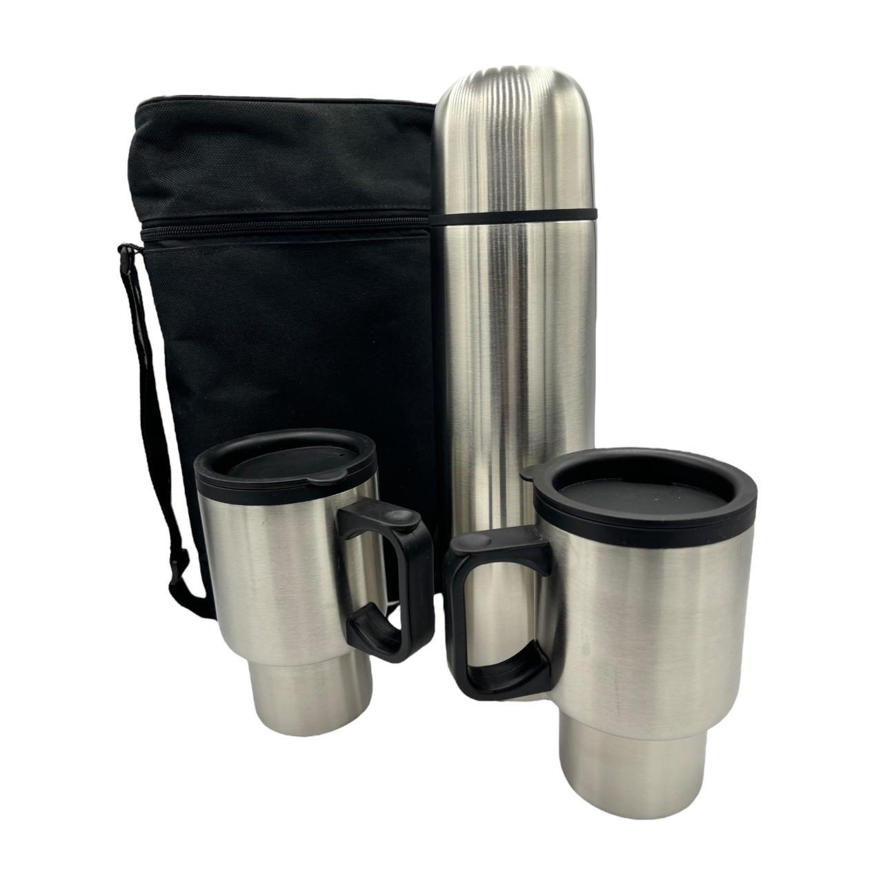 4 Piece Stainless Steel Travel Mug Thermos Set... - Depop