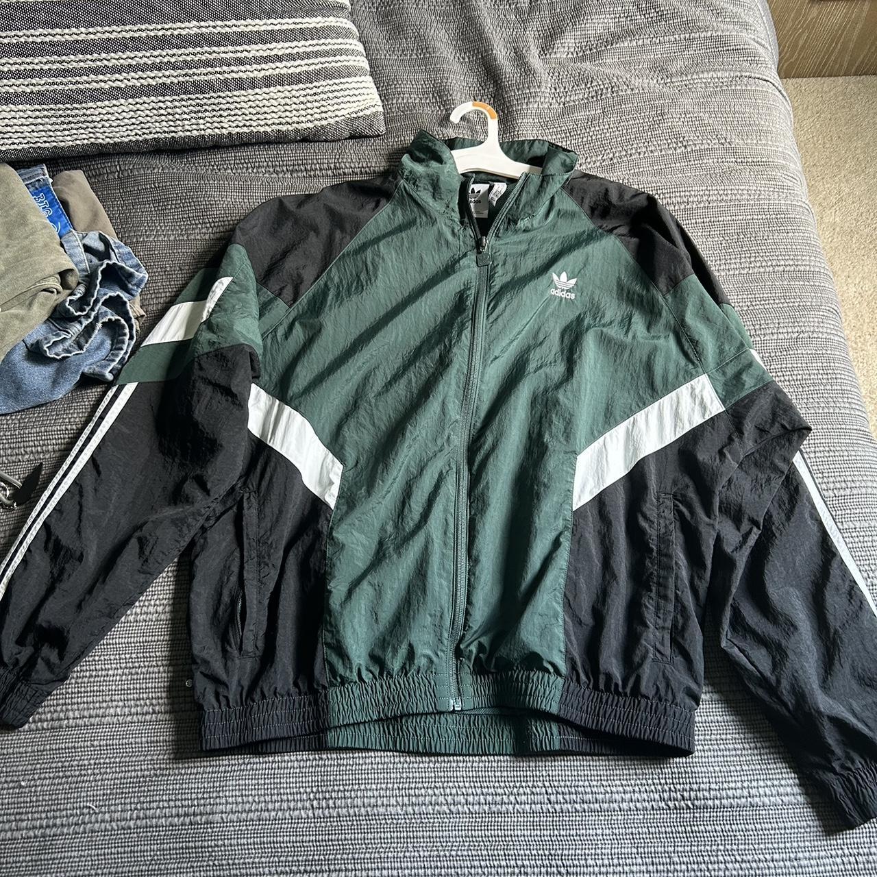 Adidas green and black track jacket